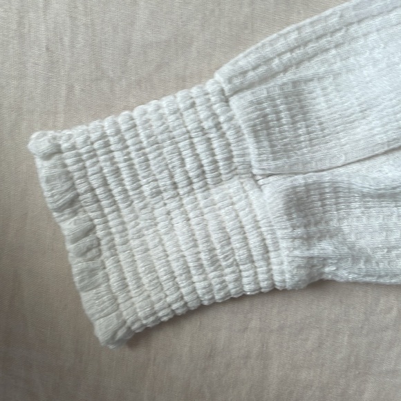 Free People Boulevard Ruffled Top Textured Knit White XS Bohemian Feminine - Picture 8 of 9